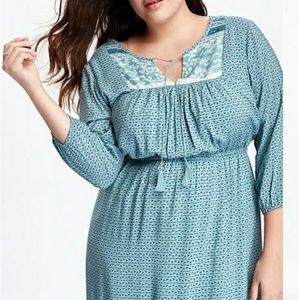 Boho Print Split-Neck Dress from Old Navy